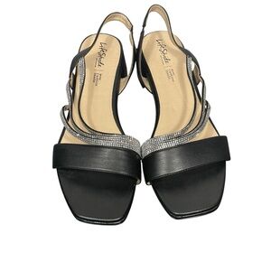 Life Stride Soft System JOY Black Rhinestone Chunky Heel Slingback Sandals Sz 11
